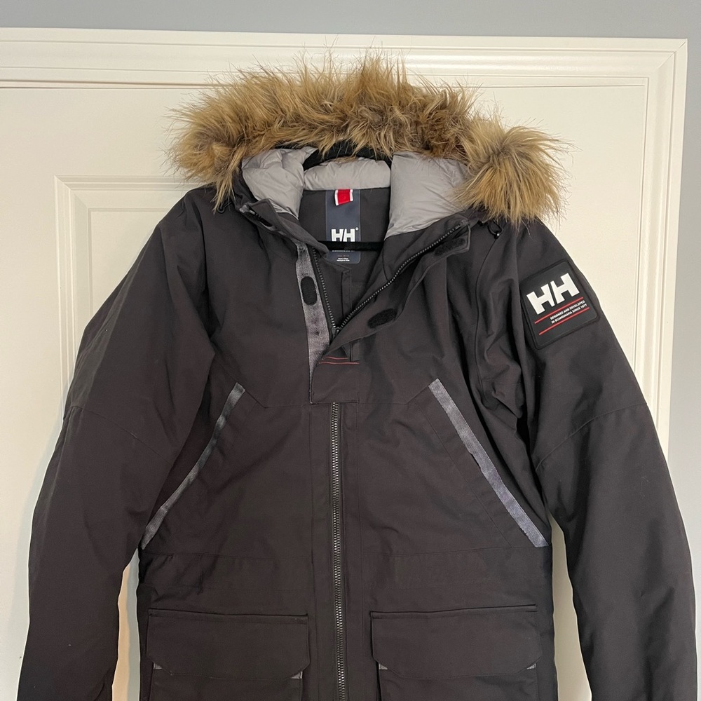Like New Men’s Helly Hansen Black Down Parka - Knee Length